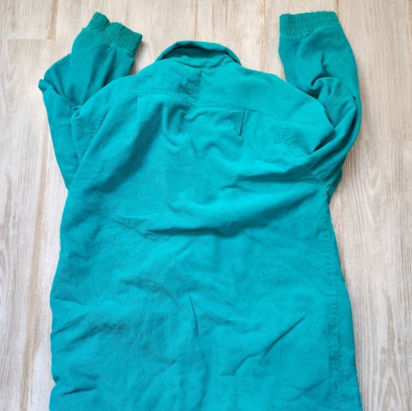 1980's Pacer Womens Corduroy Utility Jacket Flannel Lined Teal Sz Small - Picture 11 of 11